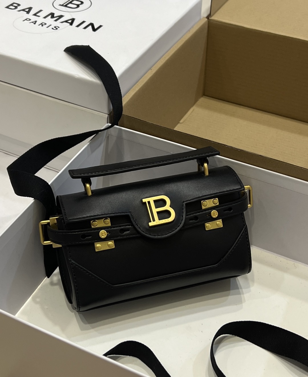 [TOP] BALMAIN Cowhide Bag 19*12*7.5 CM - Black - 711 Luxury