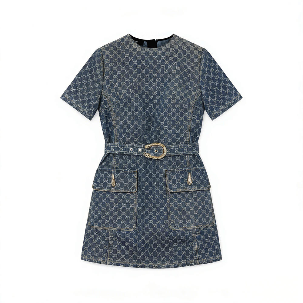 Gucci Denim Short-sleeved Dress #383996