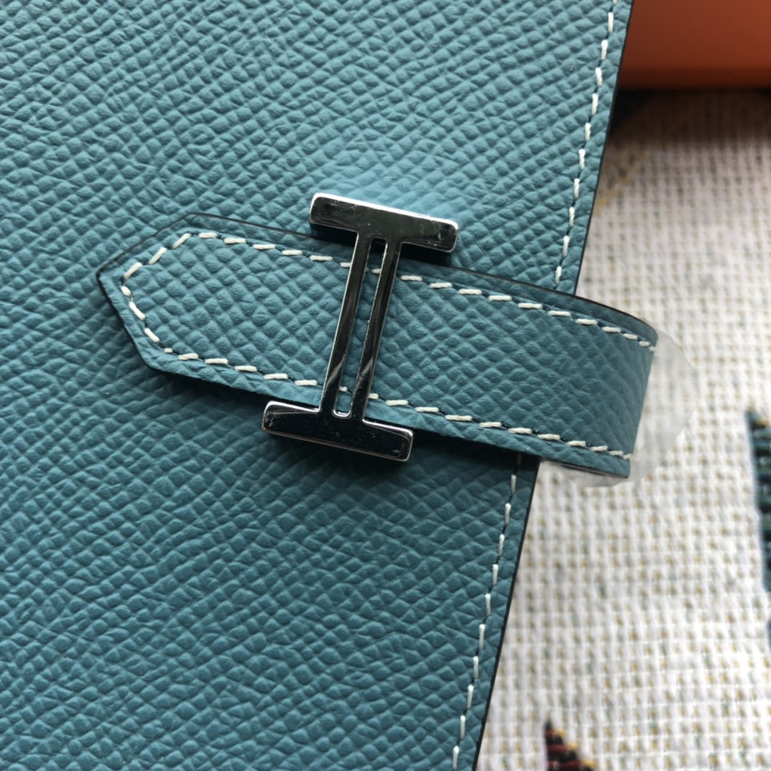 [TOP] HERMES Bearn Wallet Epsom Leather 17.5/9.5cm - Bleu Jean - 711 Luxury