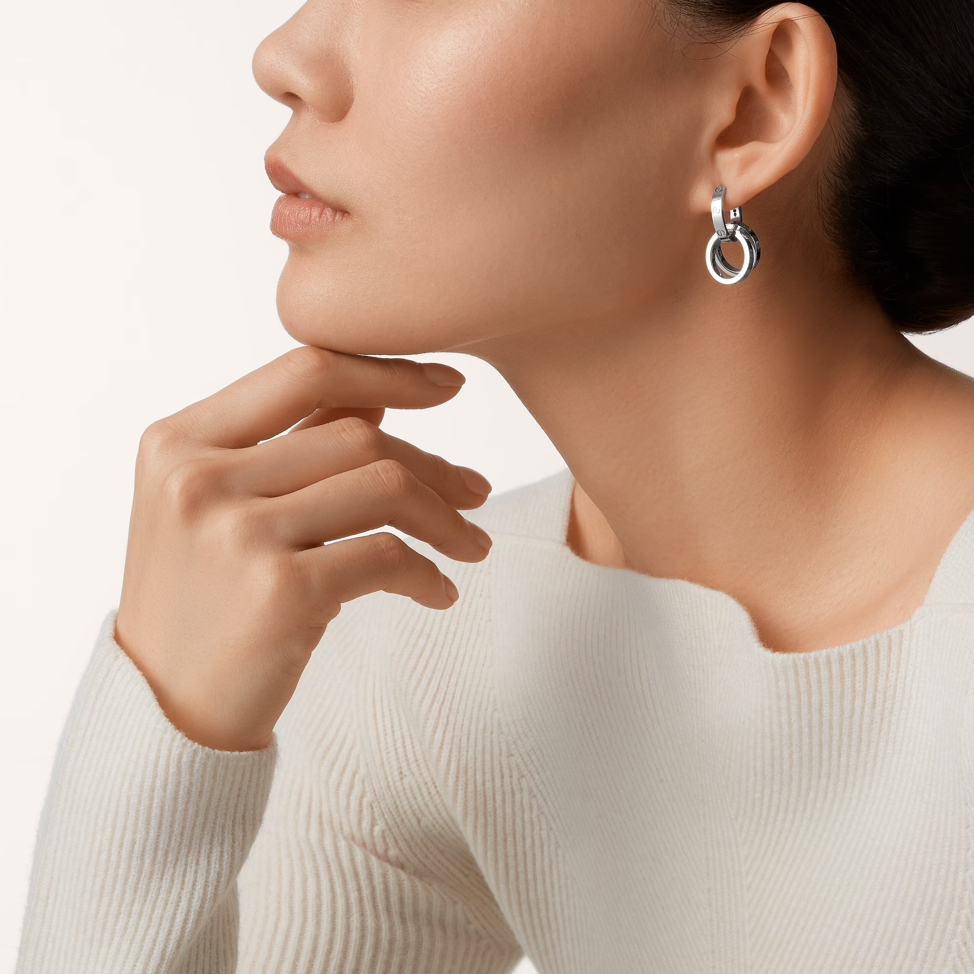 Carty Love Luna Loop Earrings, White Gold, Multiwear