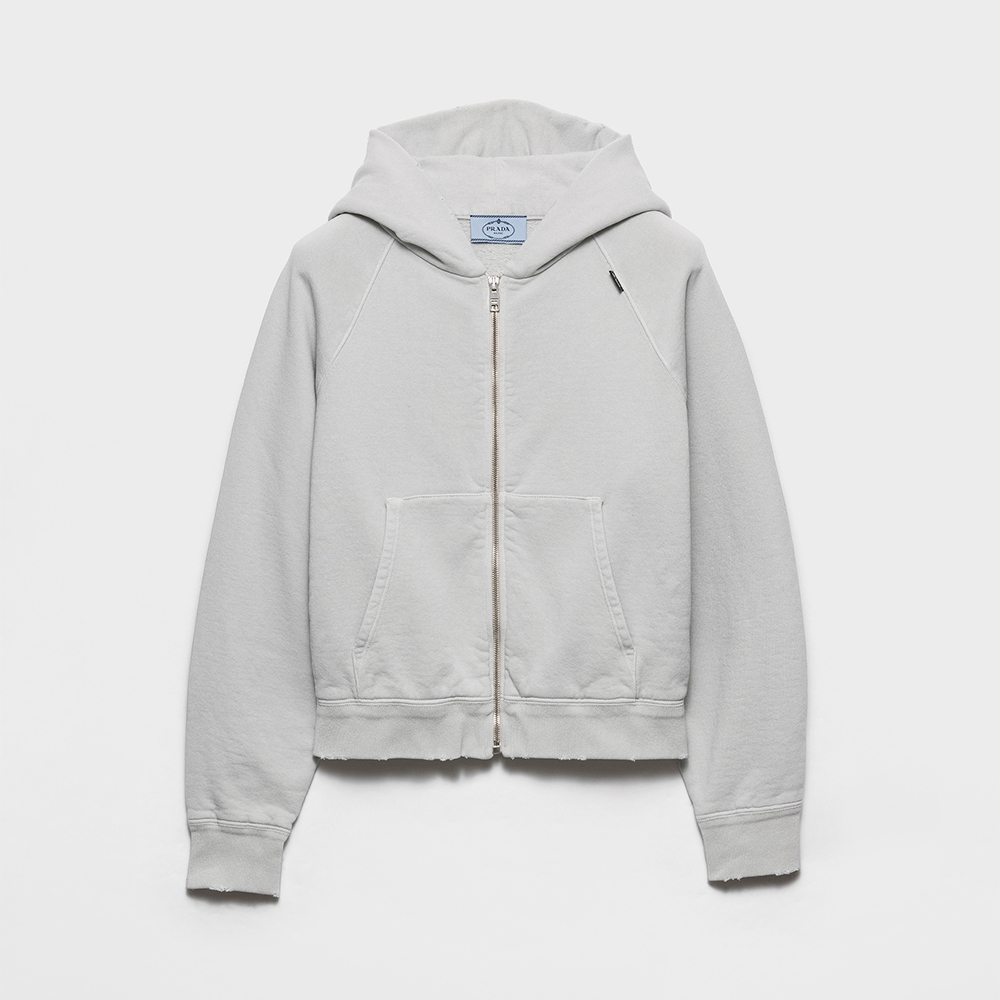 Prada gray Clothing PRADA Marble Gray Cotton Hoodie Jacket #394600 | Nigo Office