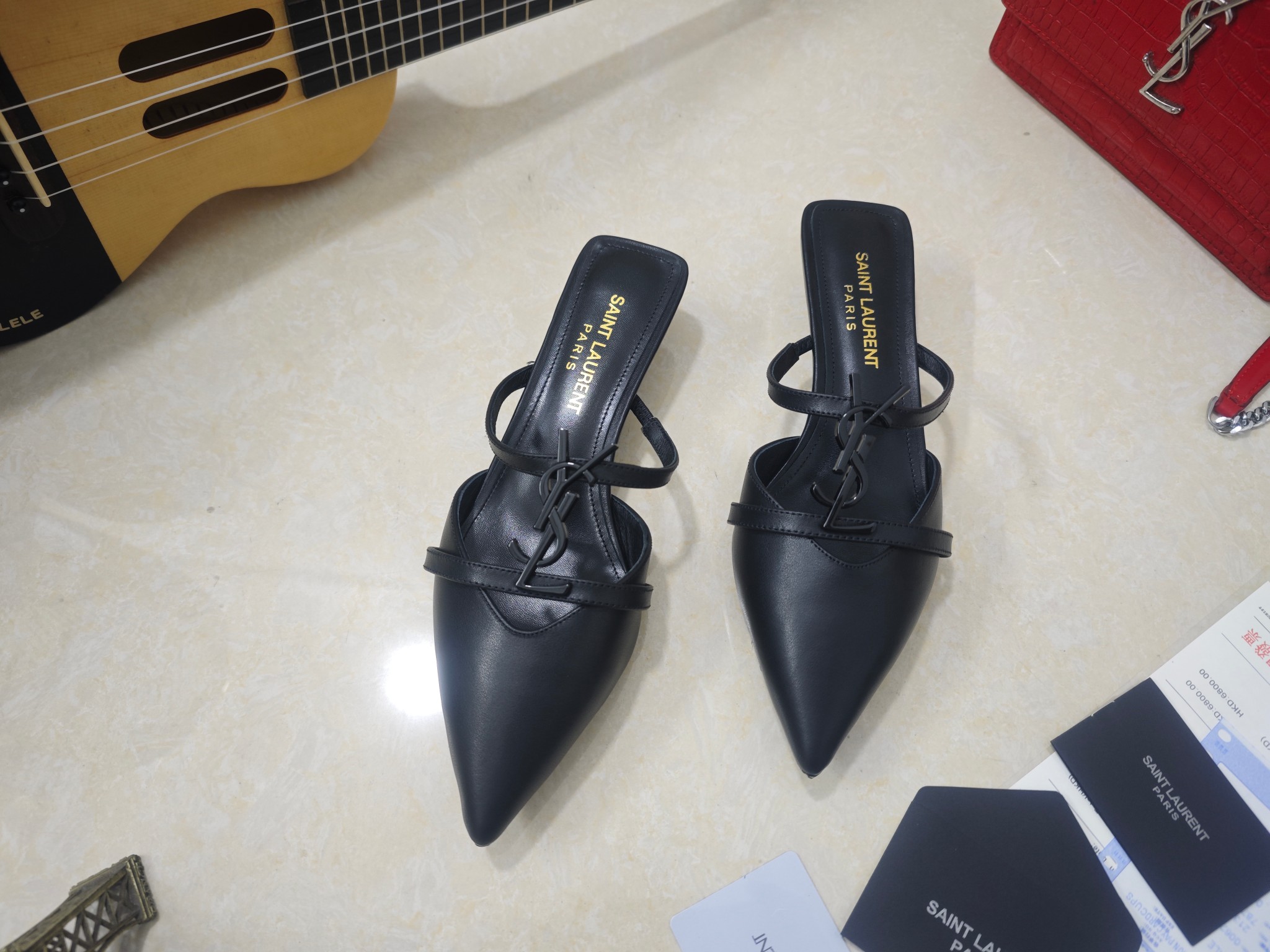 [TOP] Yves Saint Laurent YSL Mid Heels - Black - 711 Luxury