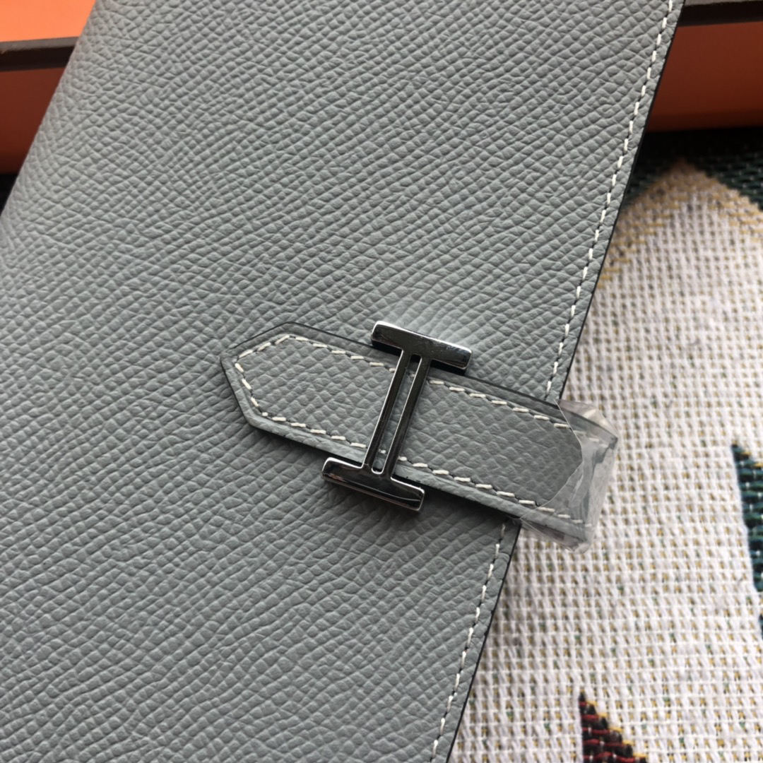 [TOP] HERMES Bearn Wallet Epsom Leather 17.5/9.5cm - Bleu Lin - 711 Luxury