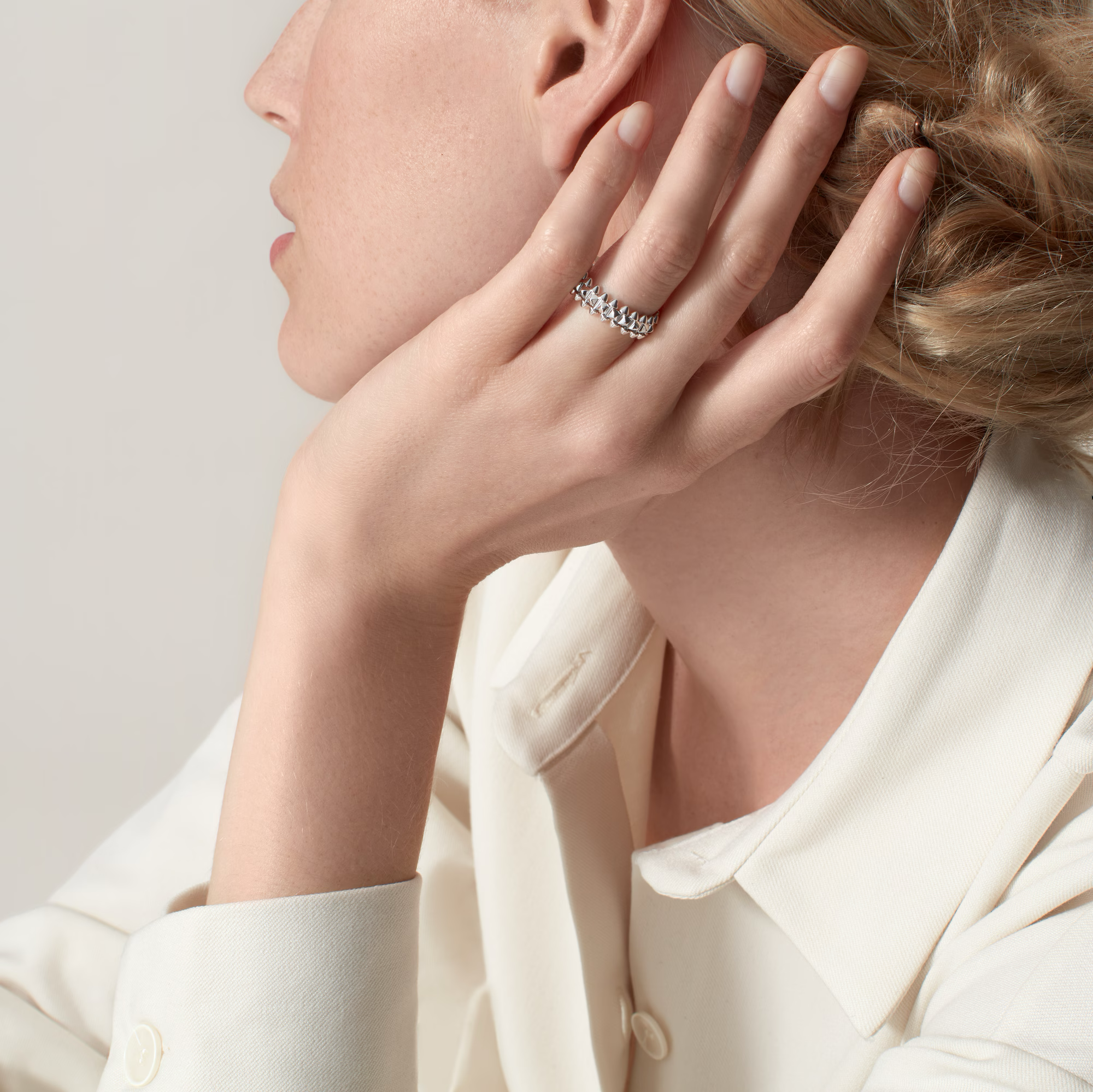 Carty Bullet Ring, White Gold, Single Row