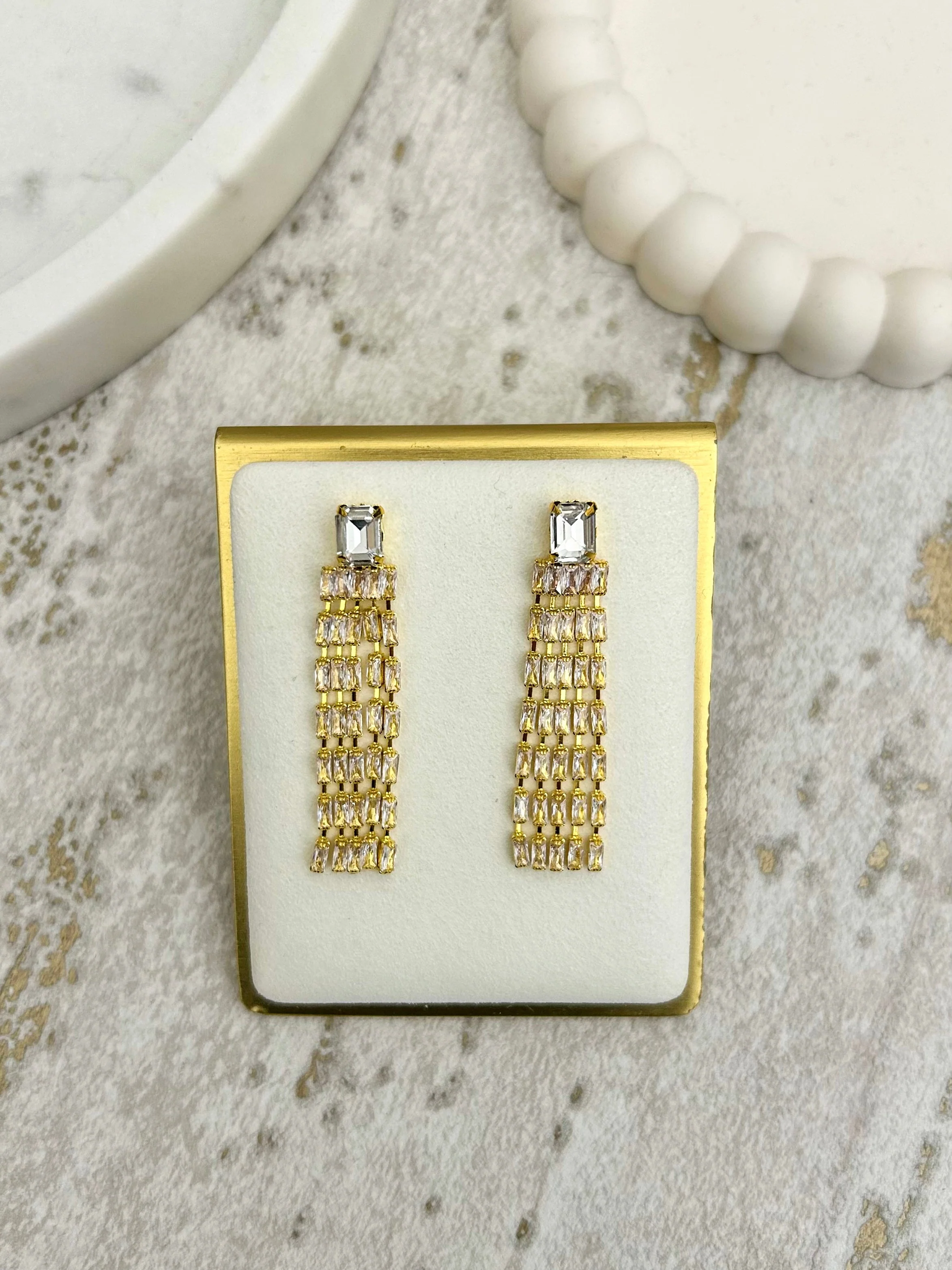 Clear Gem Drop Earrings (2 Colours)