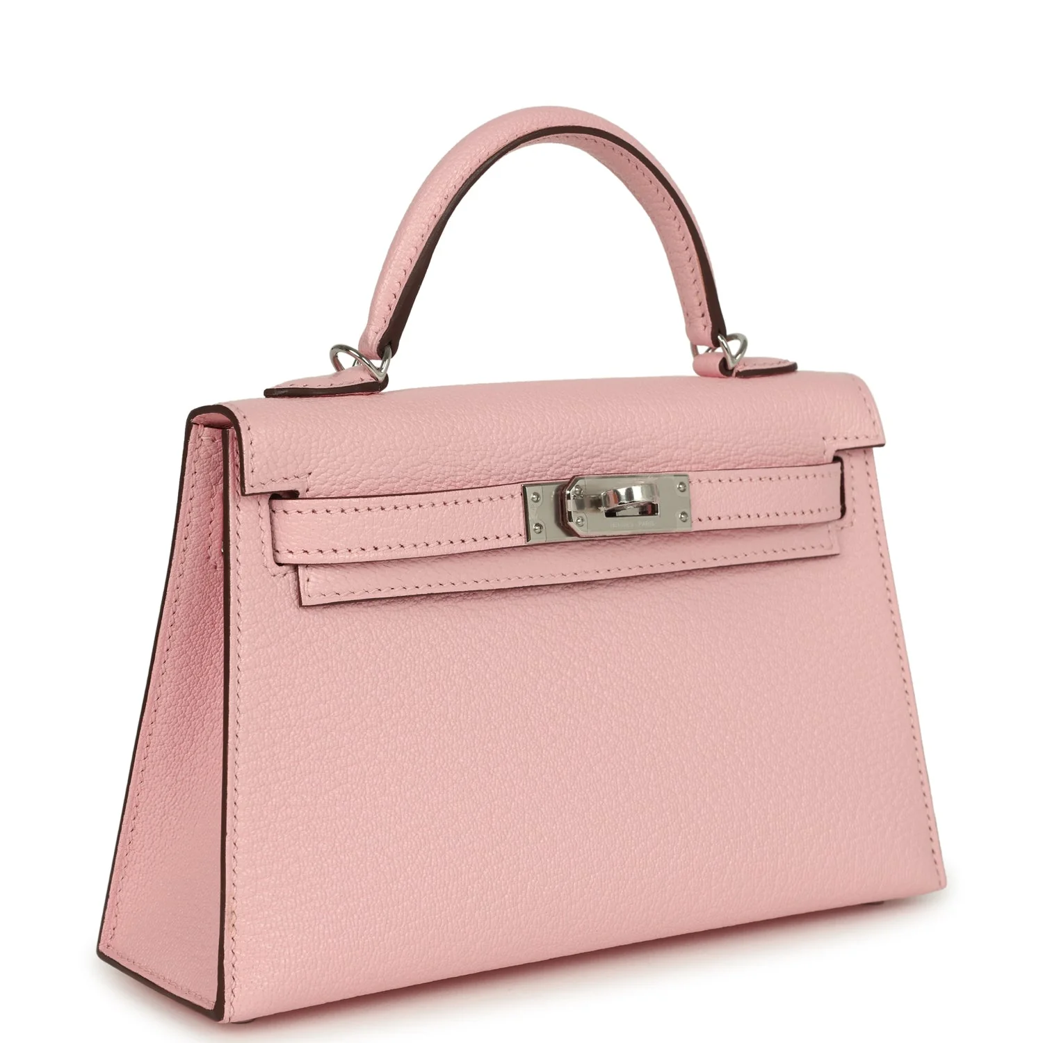 Hermes Kelly Sellier  Rose Sakura Chevre Mysore Palladium Hardware