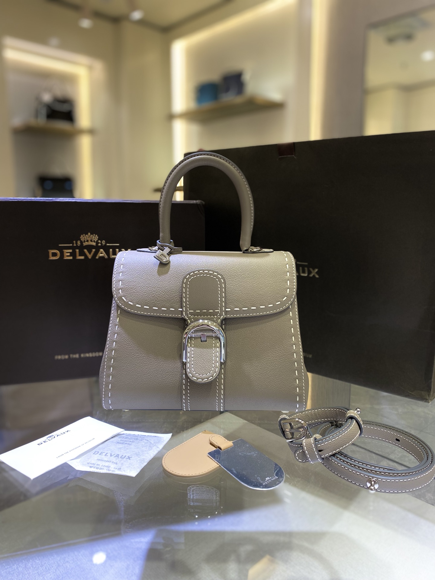[TOP] Delvaux Brillant Bag Calfskin 24*12*19cm - Gray - 711 Luxury