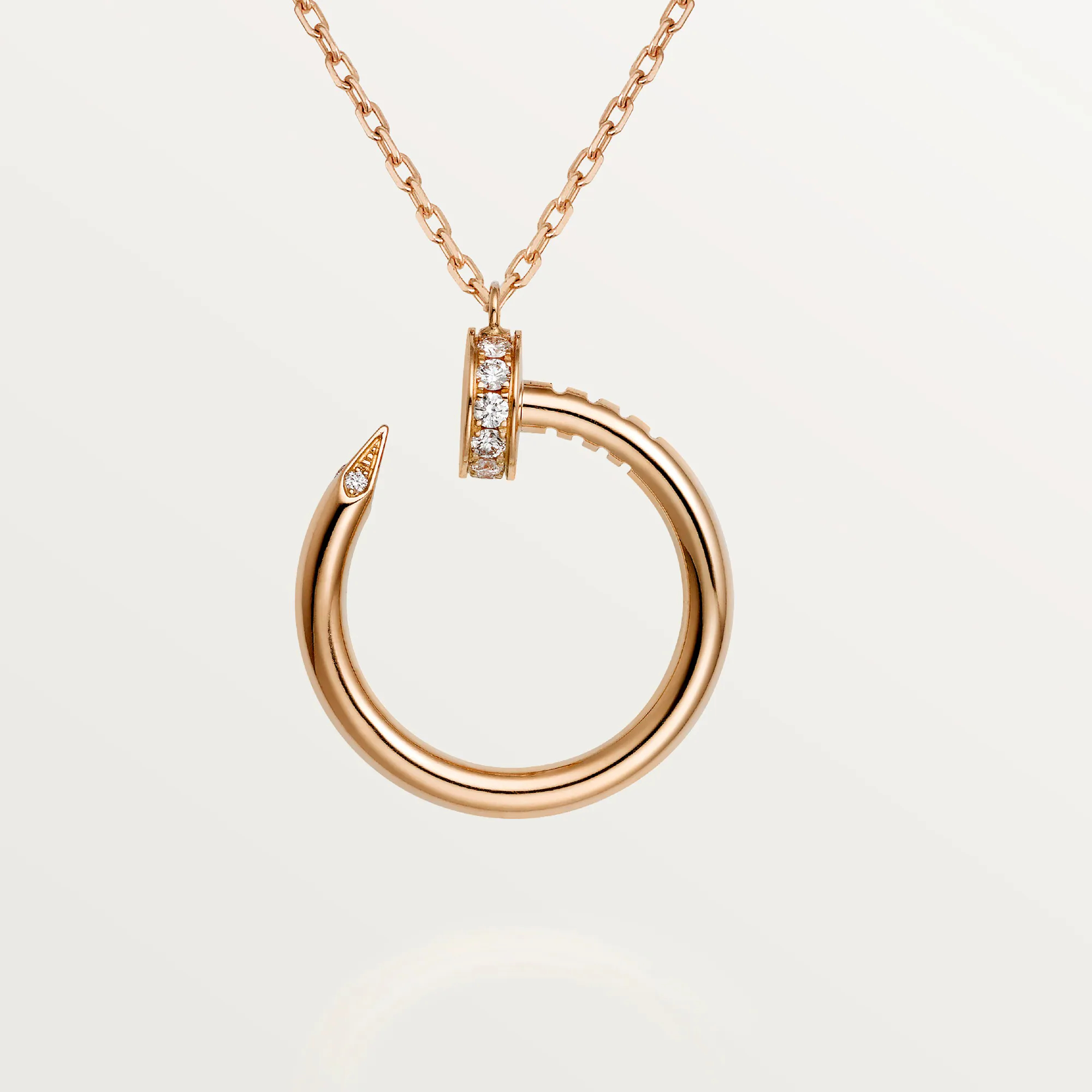 Carty Nails Solo Trace Necklace ,Rose  Gold ,14 Moissanite