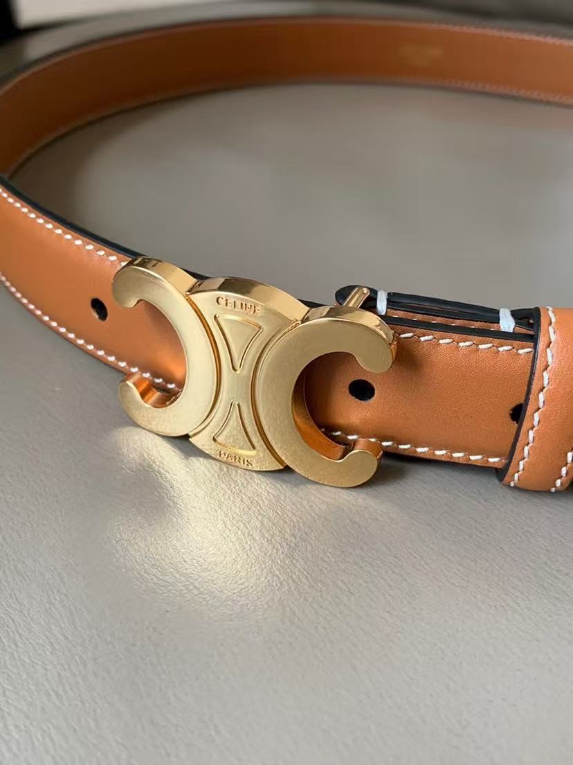 [TOP] CELINE Belt Calfskin 2.5cm - Brown - 711 Luxury