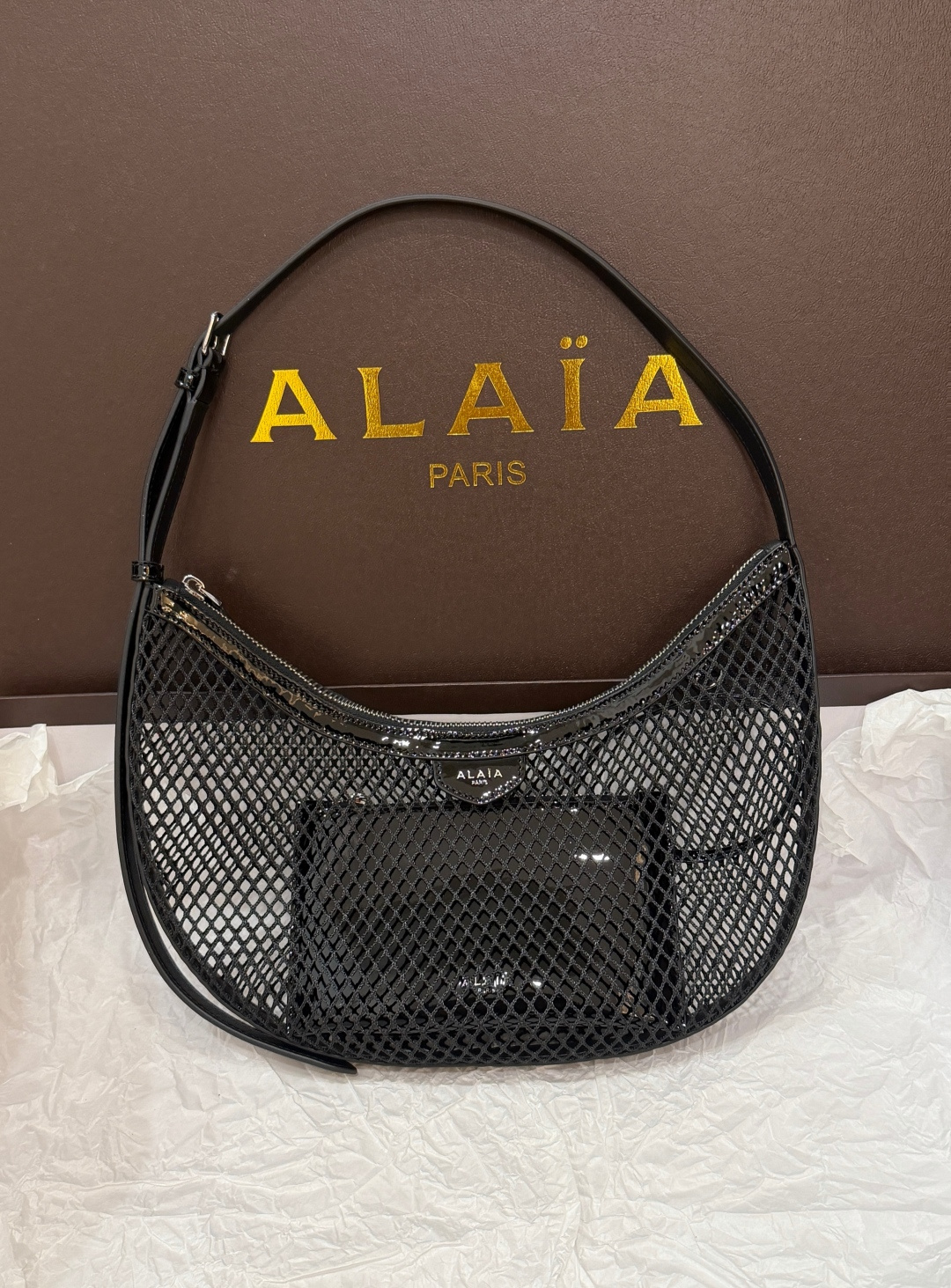 [TOP] ALAIA Fishing Net Bag 30*16 CM - Black - 711 Luxury