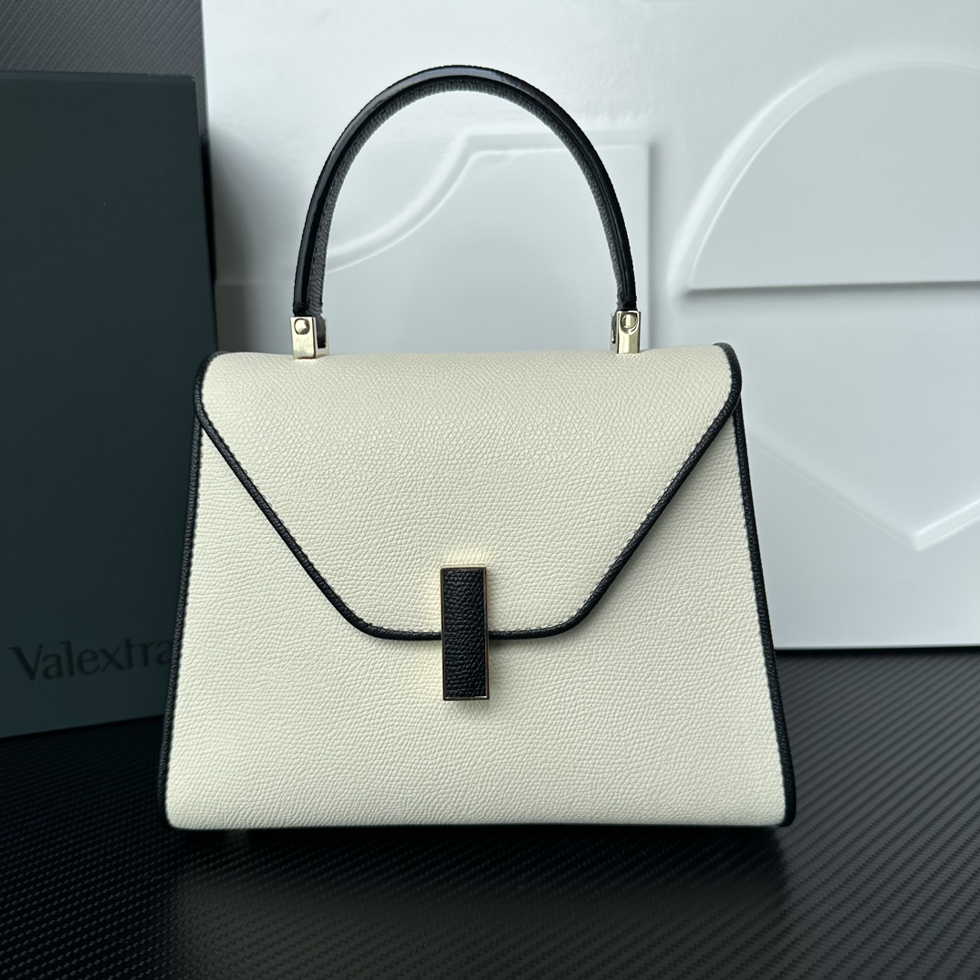 [TOP] VALEXTRA lside Bag 22x16.5x12cm - White and Black - 711 Luxury