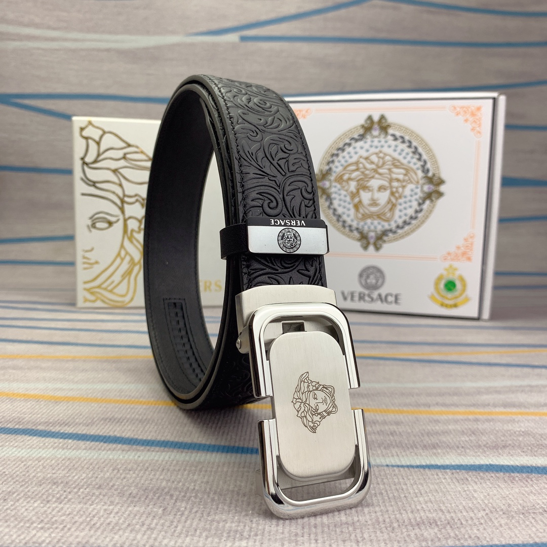 [TOP] VERSACE Men's Belt 3.5 cm - Black - 711 Luxury