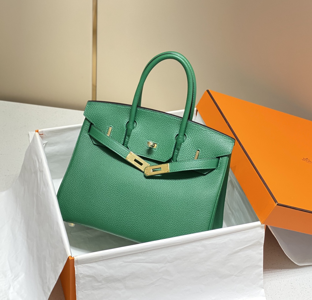 [TOP] HERMES Birkin Togo Leather 25cm - Vert Émeraude & GHW