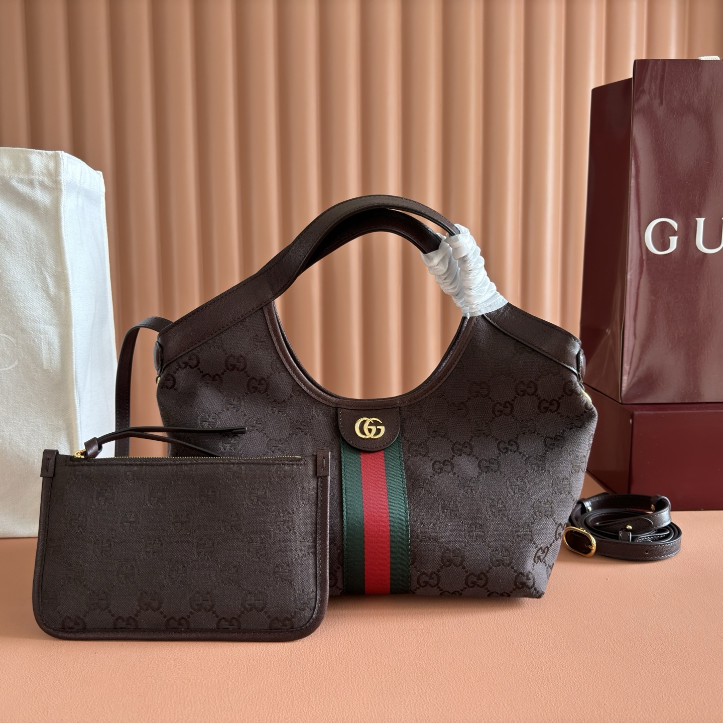 [TOP] GUCCI Giglio Tote Bag 25x20x15cm - Brown