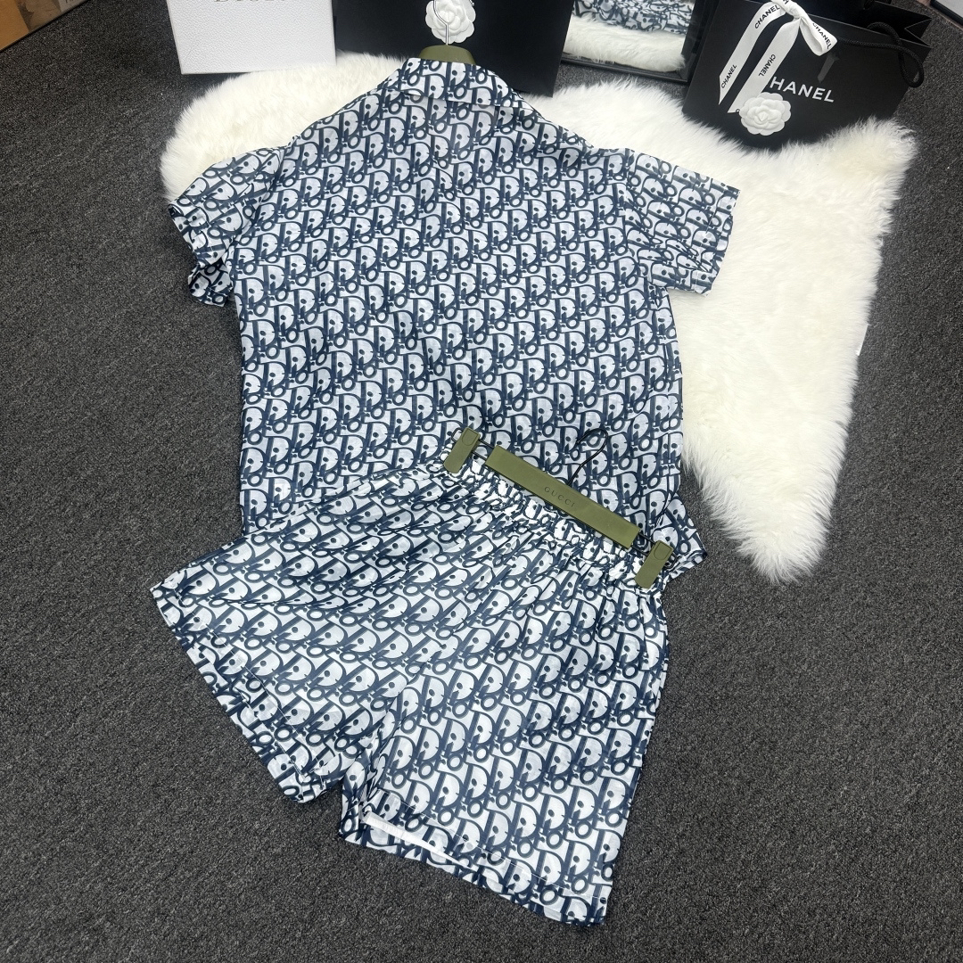 [TOP] Christian Dior  Shirt + Shorts Suit - Blue