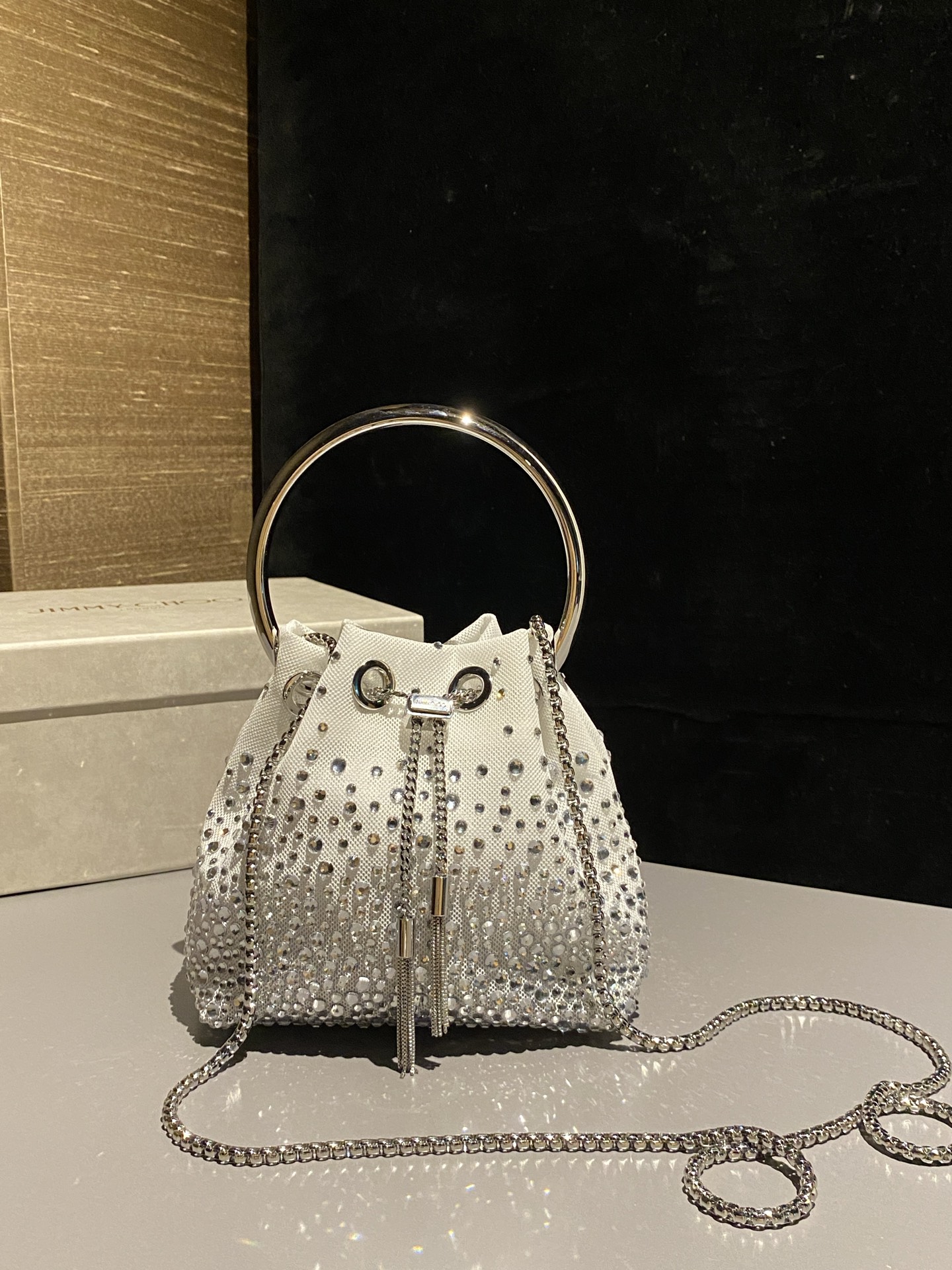 [TOP] JIMMY CHOO Bon Bon VUQ Bag 16*15*9.5CM - White - 711 Luxury