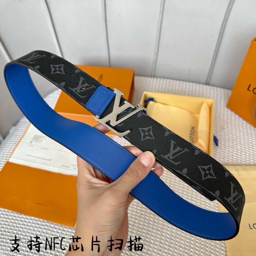 [TOP] Louis Vuitton LV Men's Belt Calfskin 4cm - Black - 711 Luxury