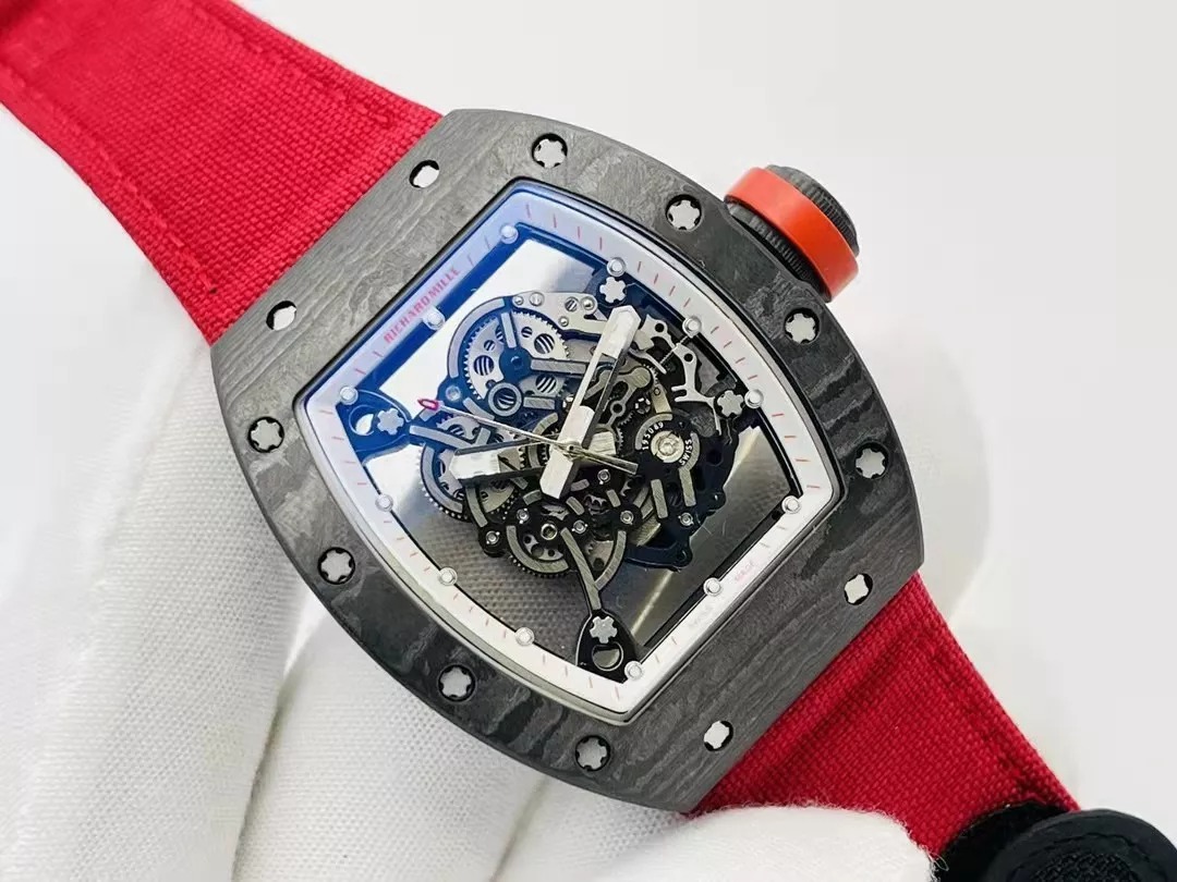 RM055 Skeleton Red Canvas Strap 42mm