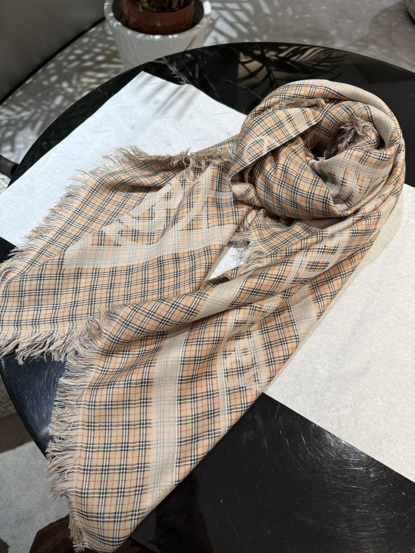 [TOP] BURBERRY Cashmere Scarf 130*130 cm - Brown