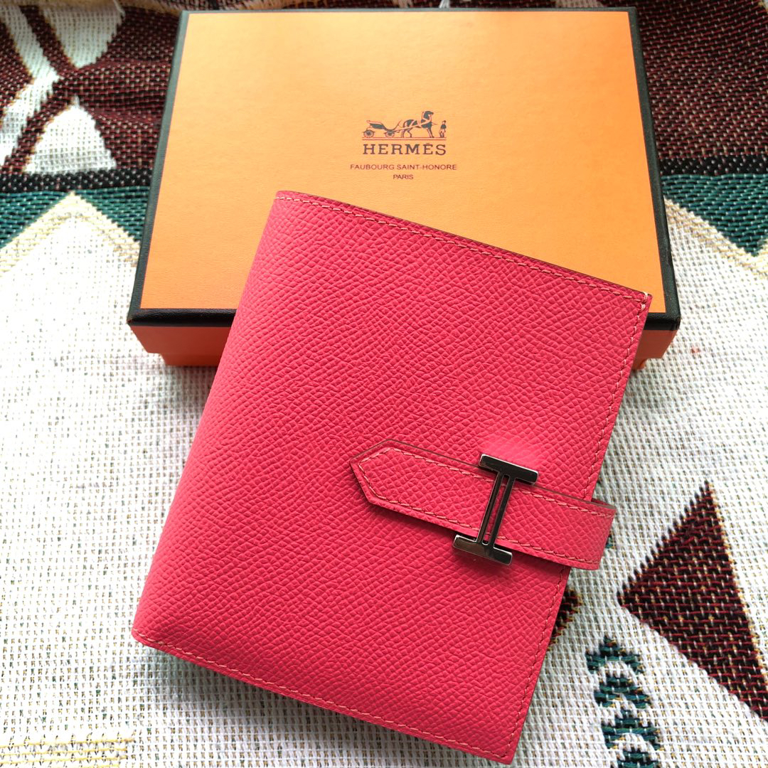 [TOP] HERMES Bearn Short Wallet Epsom 12cmx10cm - Rose Lipsur