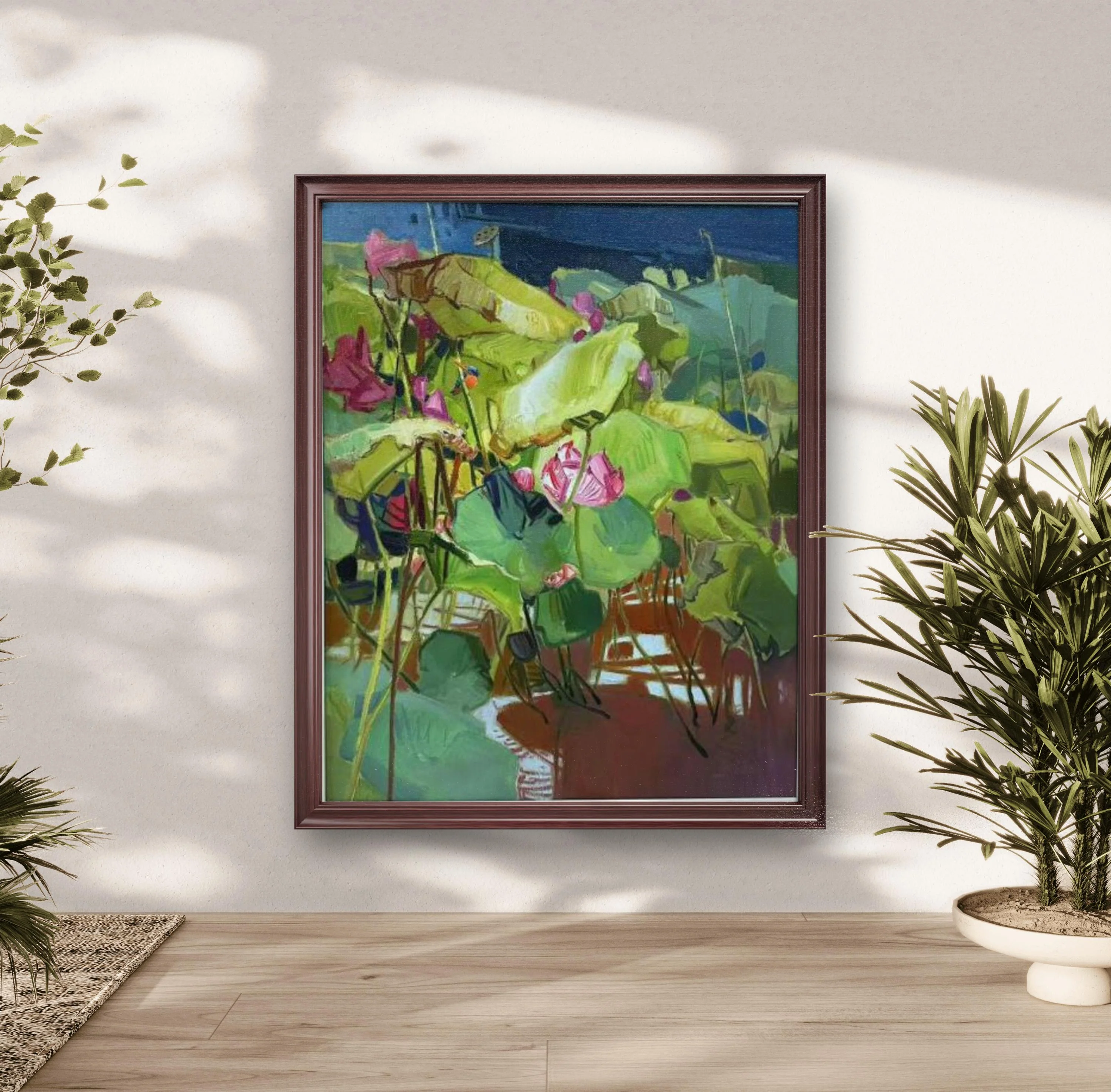 Moonlight over the lotus pond