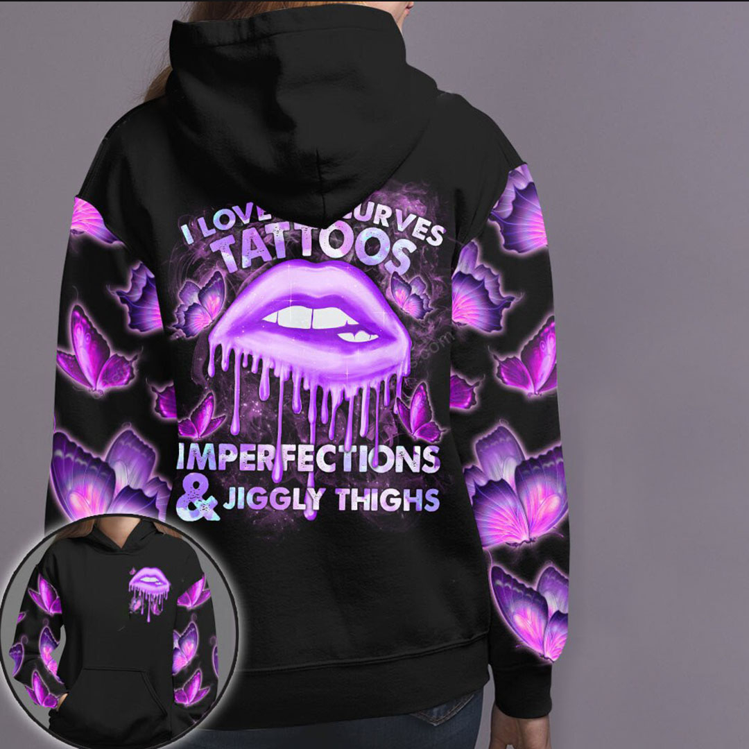 Casual Contrast Lip Print Women's Hoodie