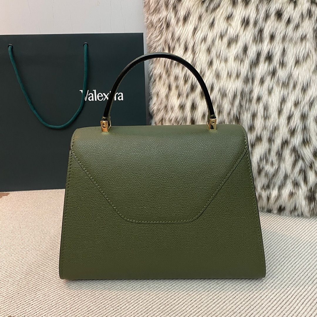 [TOP] VALEXTRA lside Bag 26x20x12cm - Army Green - 711 Luxury