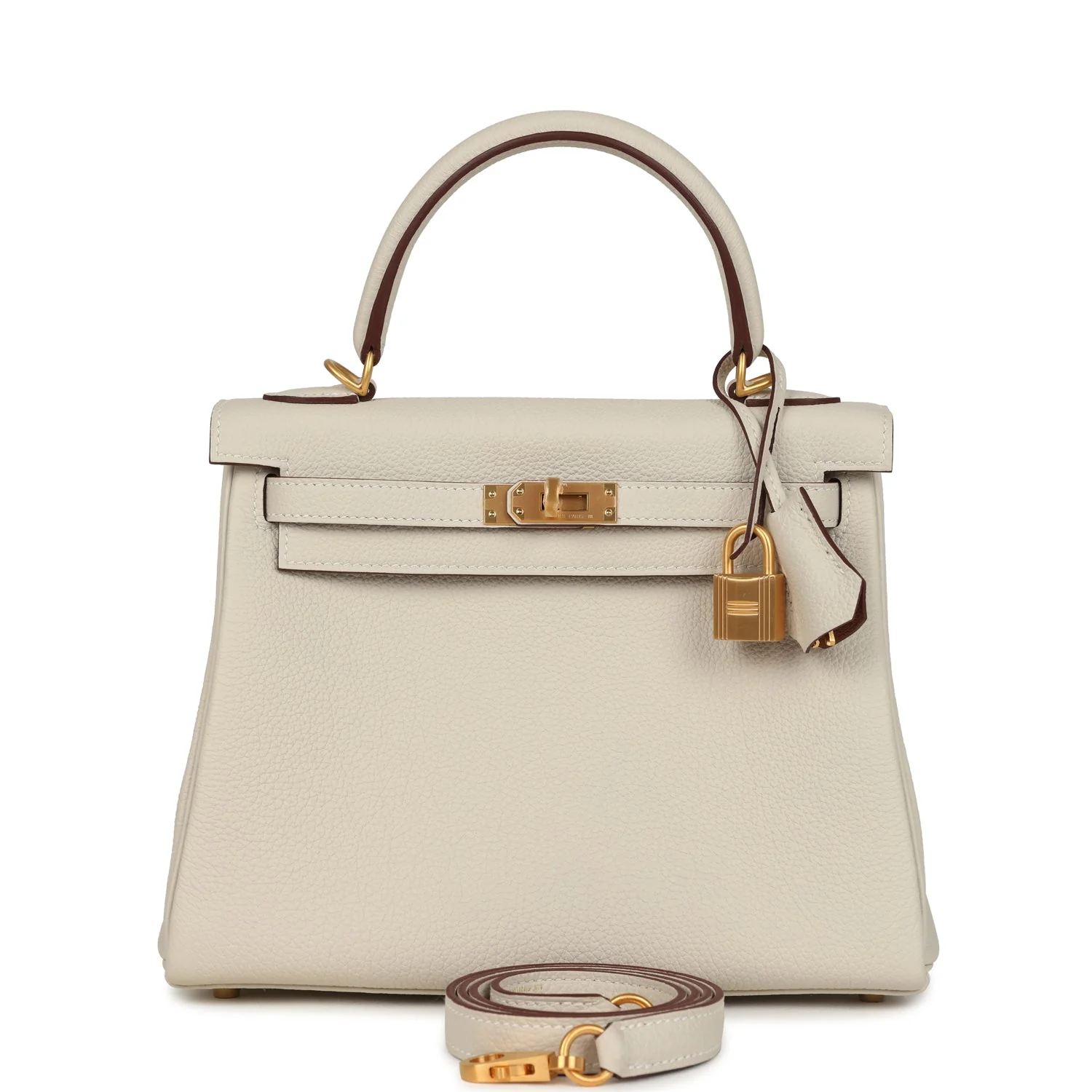 Hermes Special Order (HSS) Kelly Retourne  Craie Verso Togo Brushed Gold Hardware