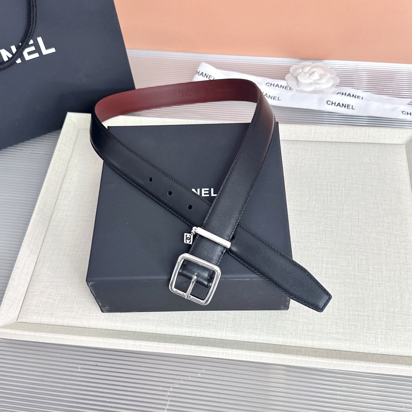 [TOP] CHANEL Cowhide Belt 3 cm - Black - 711 Luxury