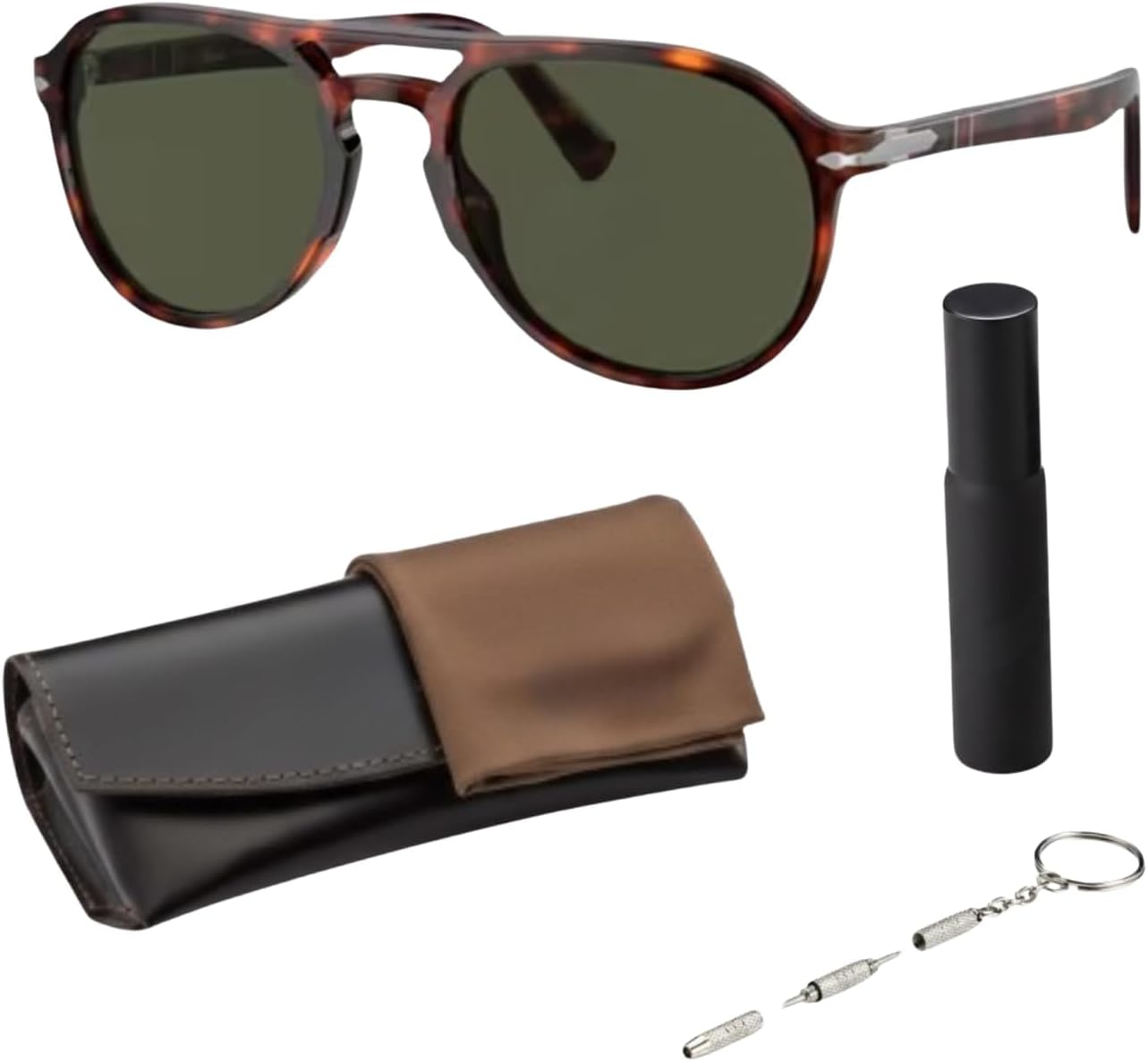 Persol PO3235S Pilot Shape Sunglasses With Official Eyewear Kit