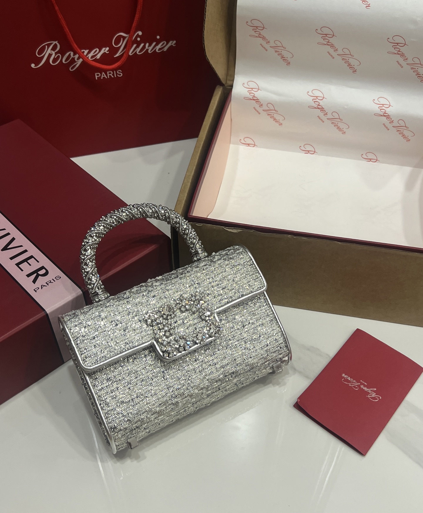 [TOP] ROGER VIVIER Diamond Bag  19-13-4 CM - Sliver - 711 Luxury
