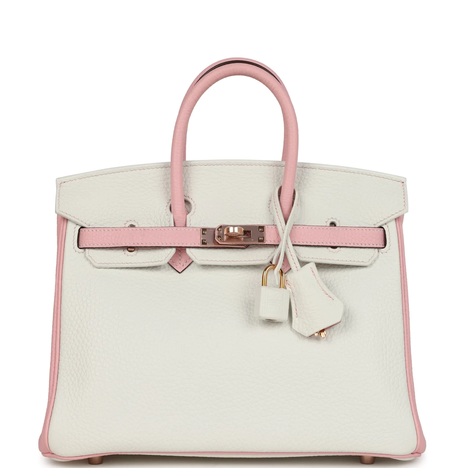 Hermes Special Order (HSS) BirkinWhite and Rose Sakura Clemence Rose Gold Hardware