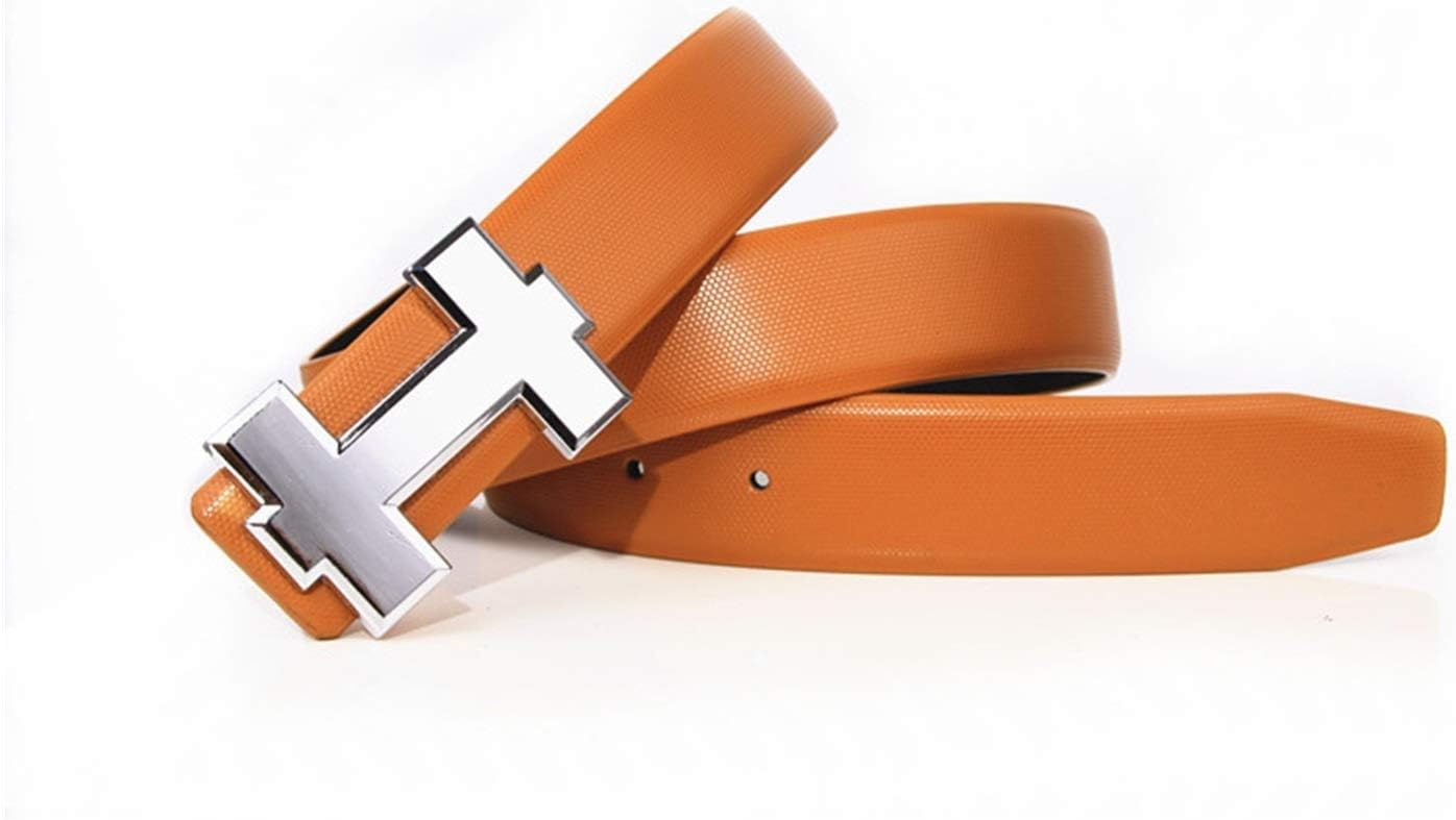 JIEERCUN Women's & Men's Belts - H Buckle, Personalized Letter Belts - Fashionable & Exquisite (110x3.3 cm, Orange)
