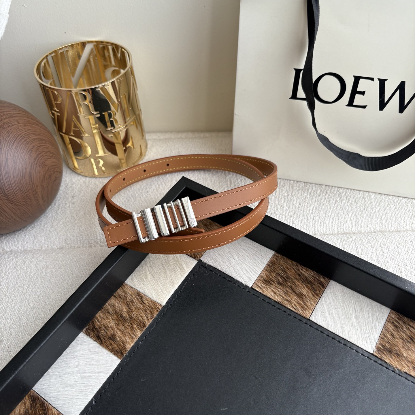 [TOP] LOEWE Leather Belt 1.5 cm - Brown - 711 Luxury