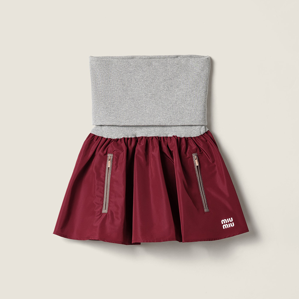MiuMiu Amaranth gray Technical Fabric Miniskirt #380064