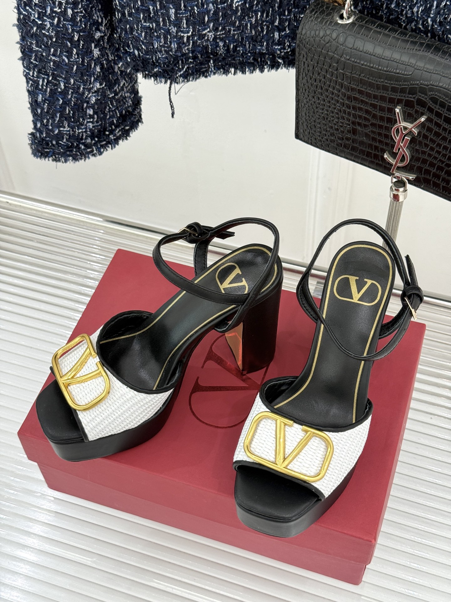[TOP] VALENTINO High Heel Sandals - Black and White - 711 Luxury
