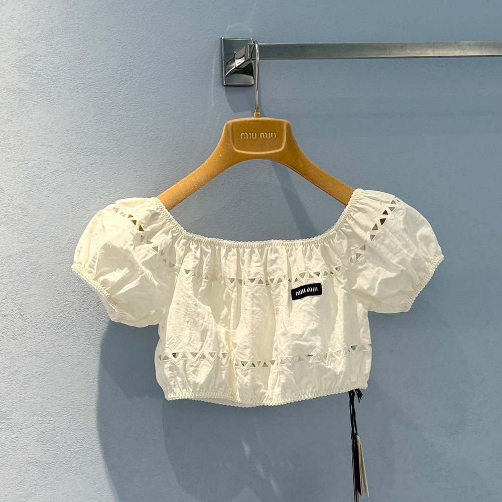 MiuMiu Cotton Triangle Cutout Top #386413