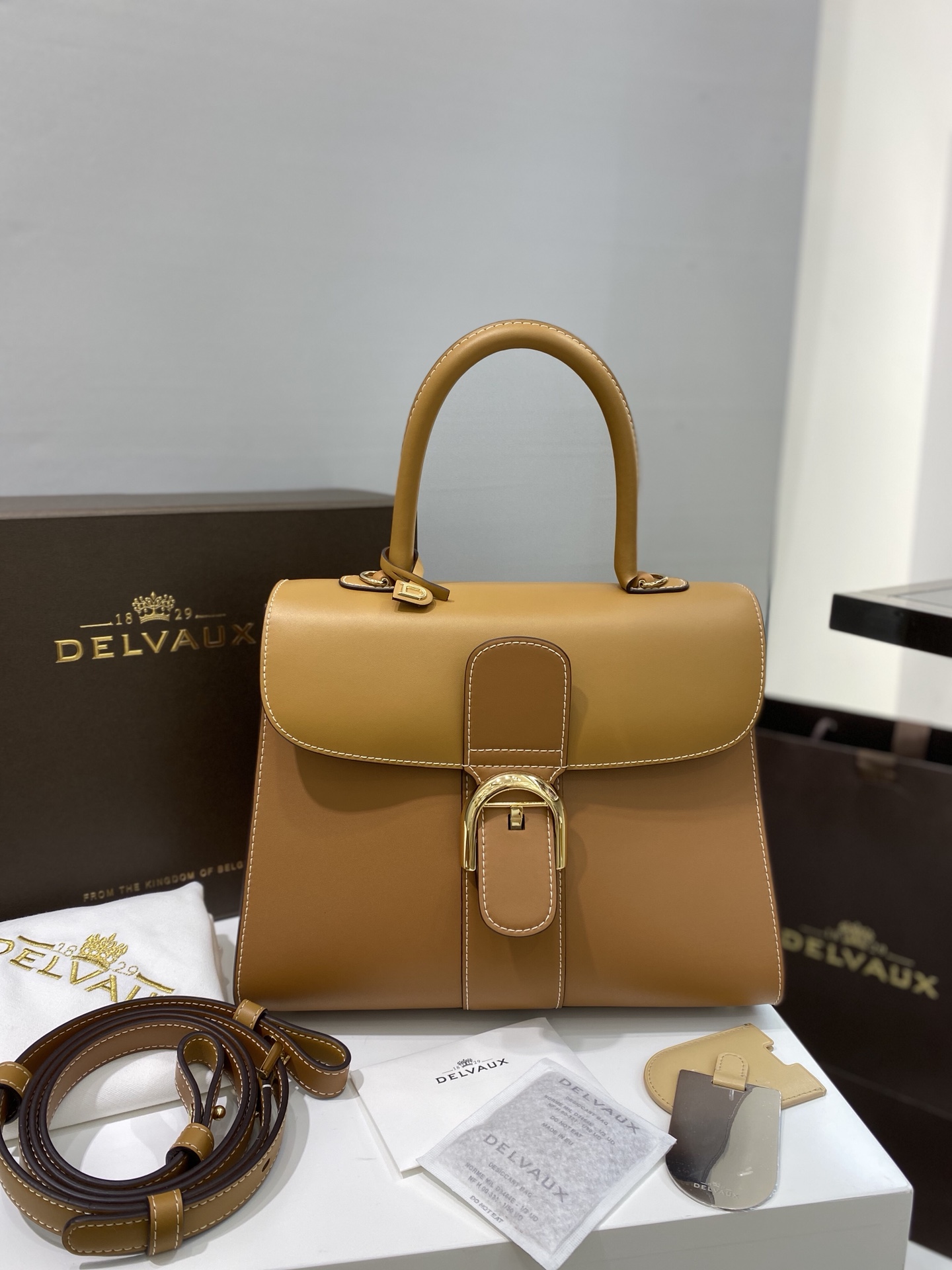 [TOP] Delvaux Brillant Bag Box Leather 28cm - Brown - 711 Luxury