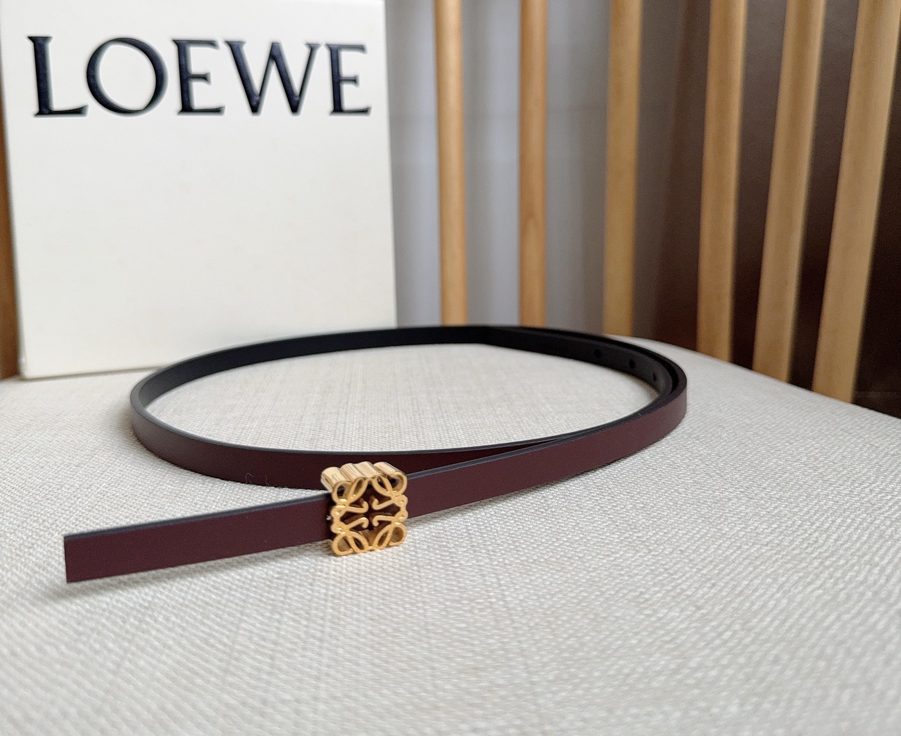 [TOP] LOEWE Leather Belt 1.0cm - Wine Red - 711 Luxury