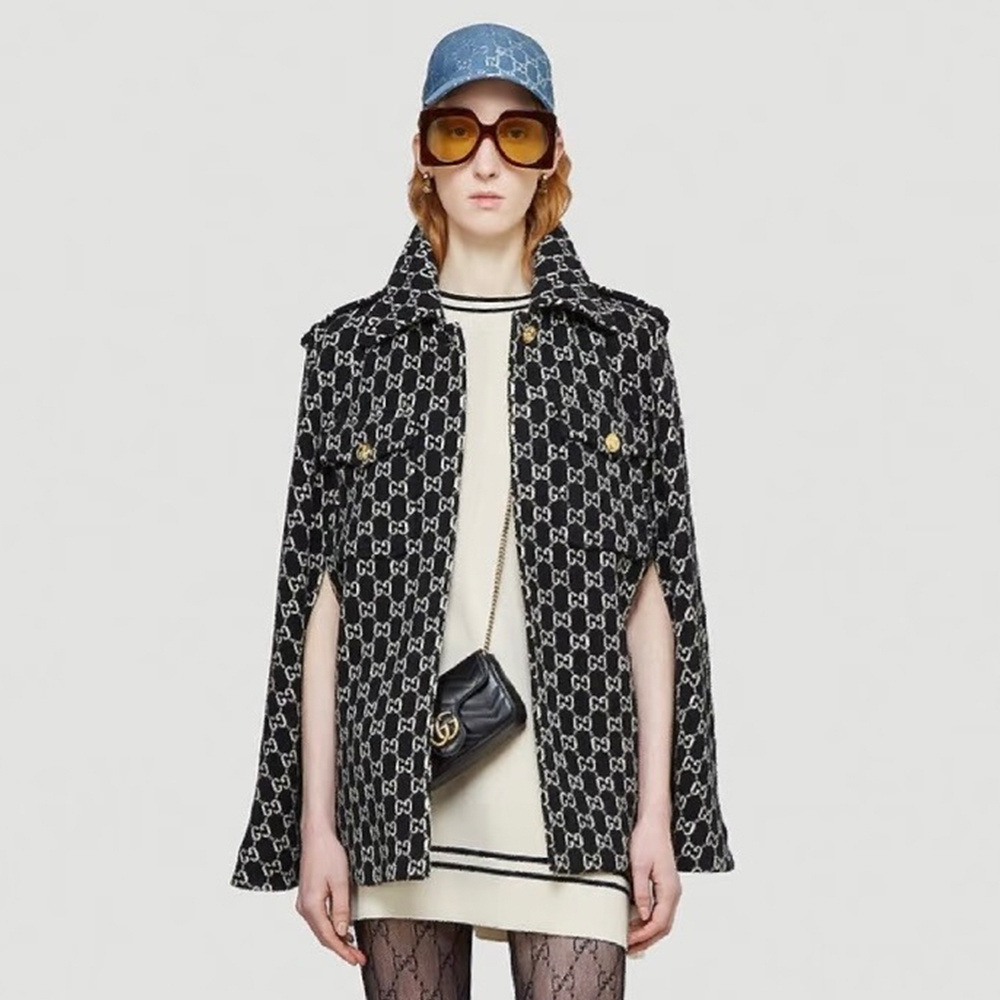 Gucci GG Wool Jacquard Cape #337159