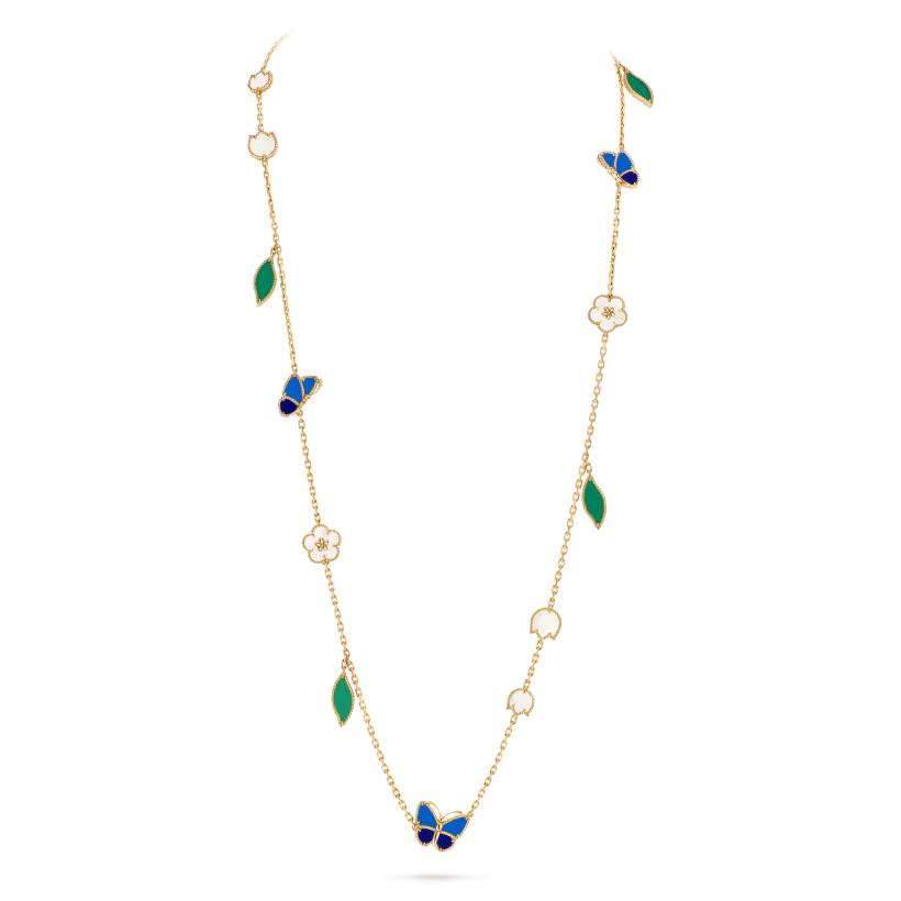 [TOP] Van Cleef & Arpels Lucky Spring Butterfly Long Necklace with 15 motifs - Gold