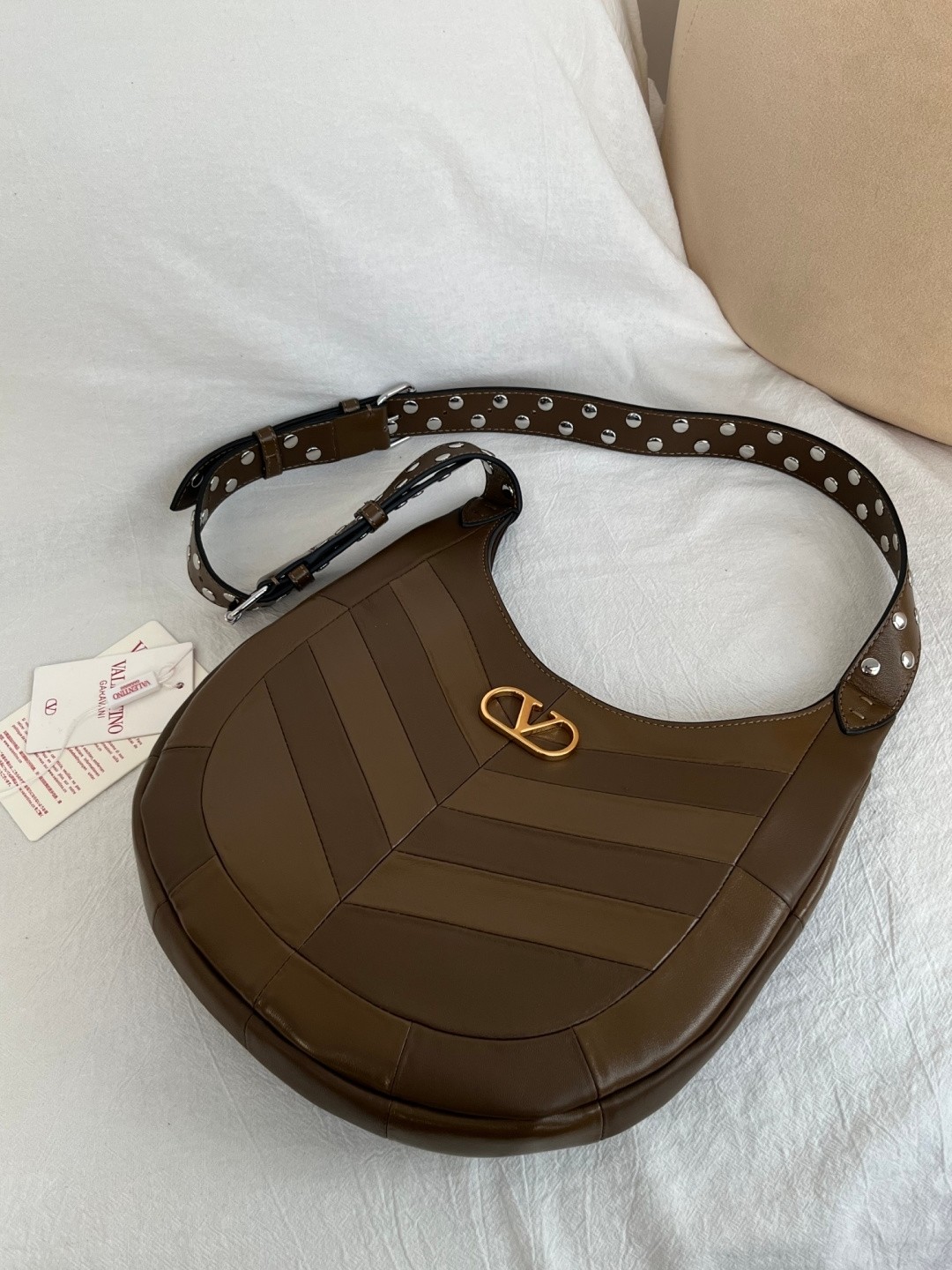 [TOP] VALENTINO Garavani HOBO Bag 28 X  21.5 X  3 cm - Brown - 711 Luxury