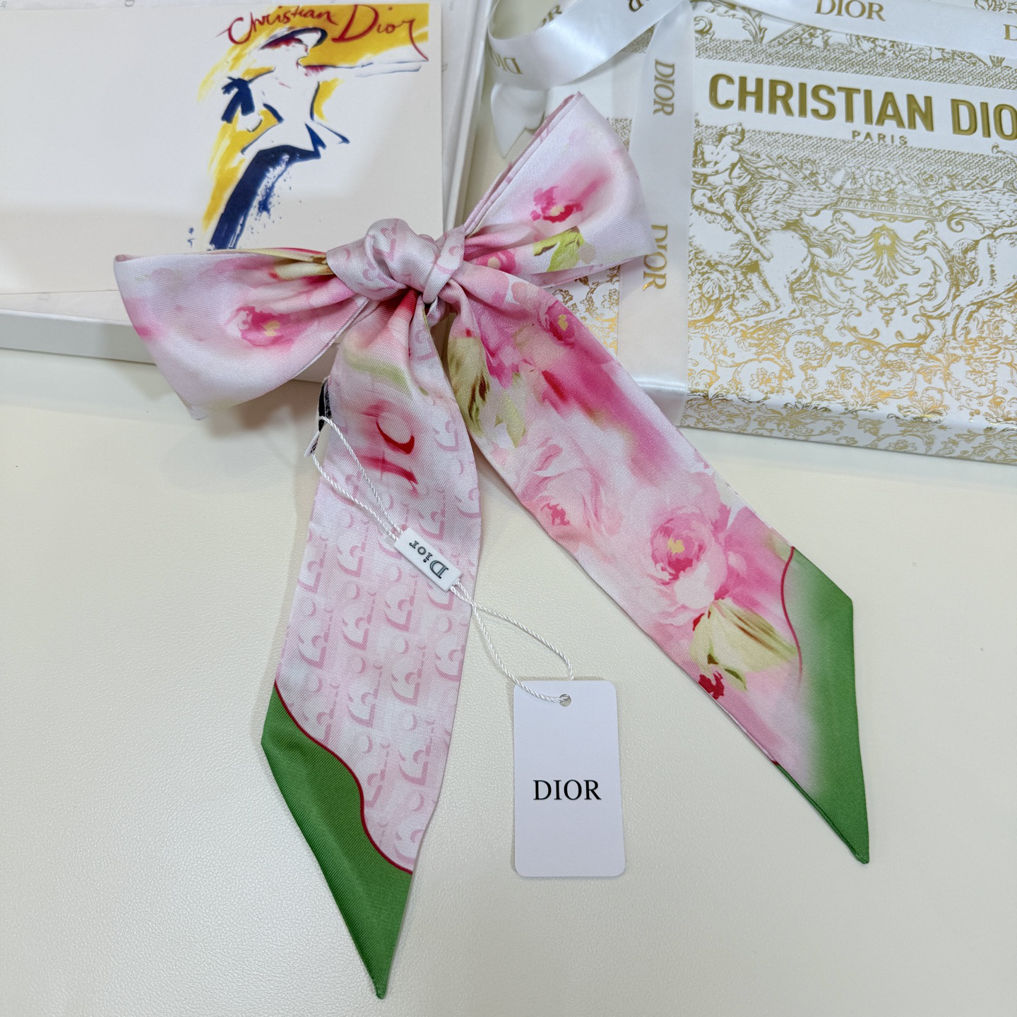 [TOP] Christian Dior Mitzah Twilly Scarf - Pink - 711 Luxury