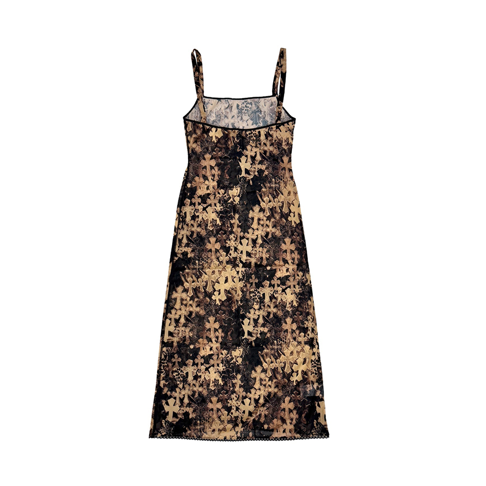 Chrome Hearts All Over Cross Mesh Lace Slip Dress #386104