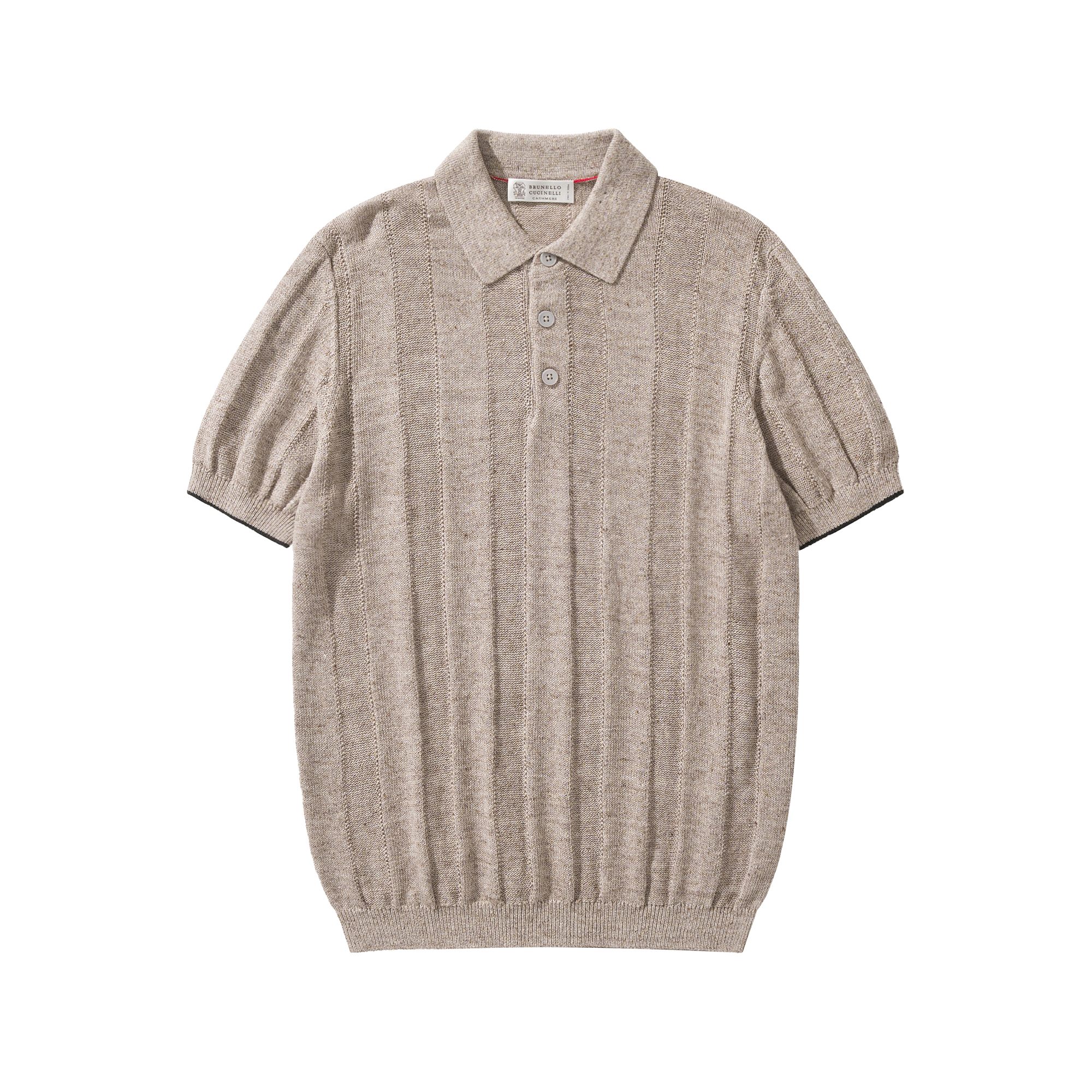 Brunello Cucinelli Rib knit polo for Man in Hazelnut  #383708