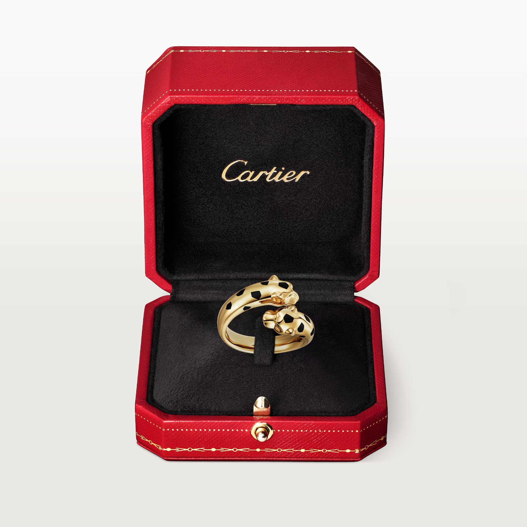 Carty Panther Motif Ring, Yellow Gold, Double Head