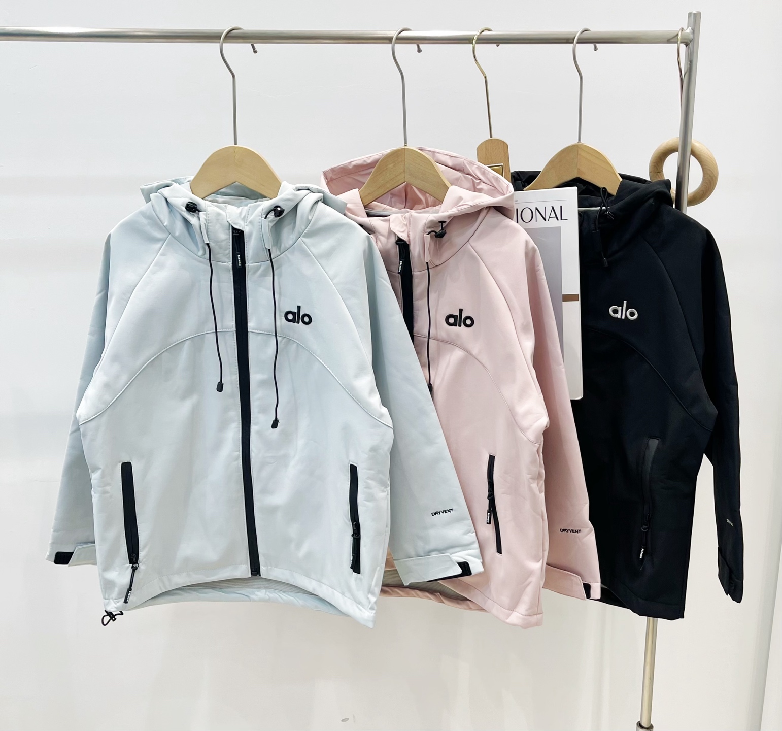 ALO Kids Light Fleece Lined Hooded Windbreaker Jacket For Boys Girls Solid Color Zip Up Outdoor Coat Sizes 120-170