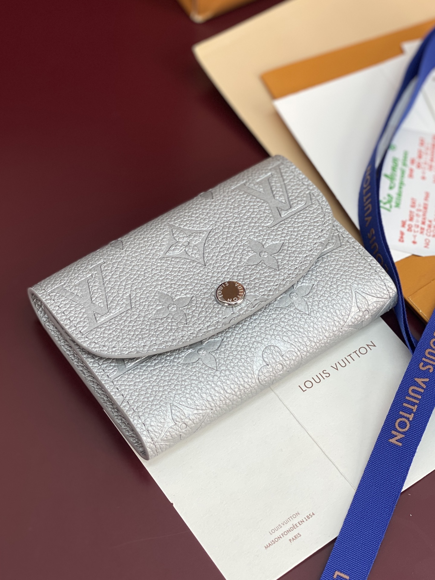 [TOP] Louis Vuitton LV Rosalie Coin Purse Monogram Empreinte 11x8x2.5cm - Pearl Silver