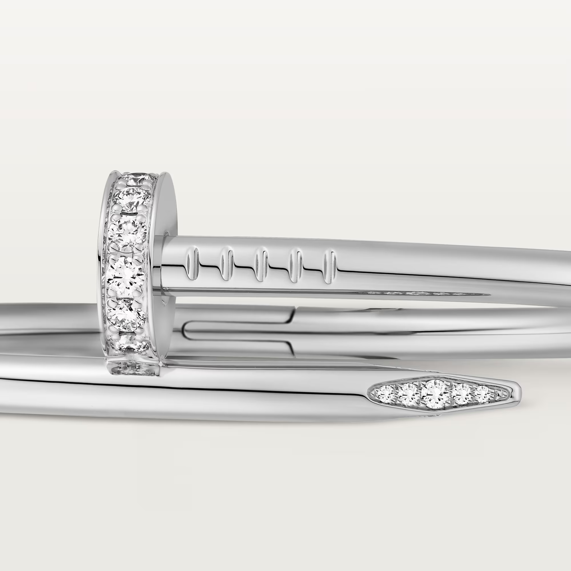 Carty Nails Solo Trace Bracelet ,White Gold, Moissanite,Large Model