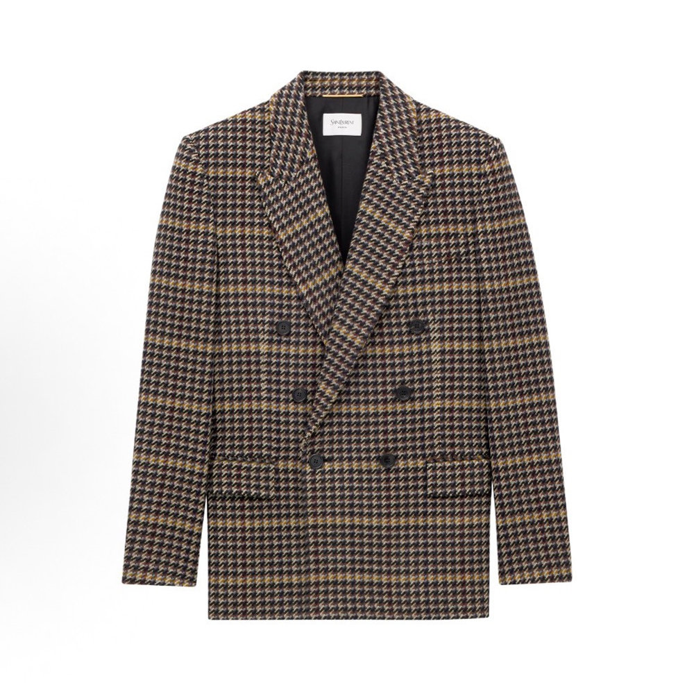Saint Laurent Clothing Saint Laurent Checked Double-breasted Wool Blazer #376482 | Nigo Office